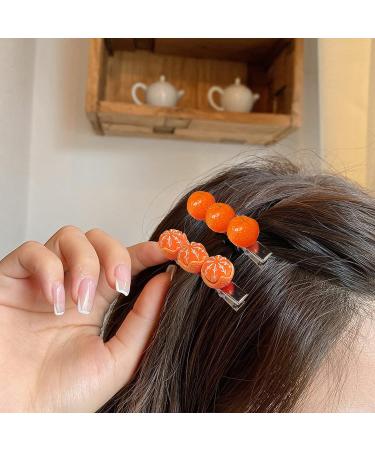 2 Pcs Mandarin Orange Hair Clips for Women and Girls - Cute Fruit Alligator Snap Clips for Trendy Hairstyles - Buy Online on GoSupps.com
