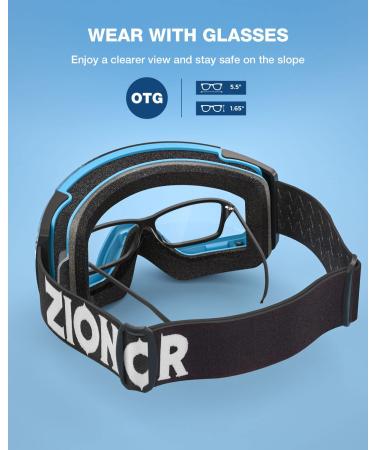 ZIONOR X4 Ski Goggles - Magnetic Lens - Snowboard Goggles for Men Women - Blue Frame - VLT 13.67 - Buy Online on GoSupps.com