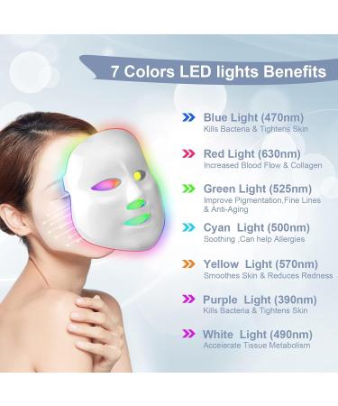 LED Face Mask Light Therapy Anti Acne 7 Color Photonic Mask for Skin Rejuvenation (Beige) - Buy Online on GoSupps.com