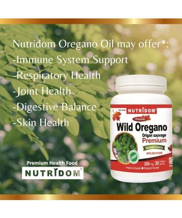Nutridom Oil of Oregano Softgels - Wild Oregano Oil Supplement with Highly Concentrated Carvacrol - Easy to swallow Capsules - Non GMO - 30 Count - Buy Online on GoSupps.com