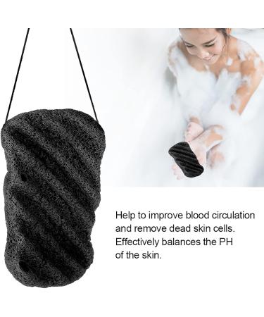 ZJchao Konjac Bathing Exfoliating Sponge | Gentle Body & Facial Cleanser | Long Waves Black Massage Tool - International Shipping - Buy Online on GoSupps.com