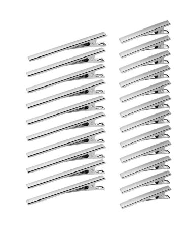 100 Pcs Silver Alligator Hair Clips  3 Inch and 1.6 Inch Metal Hairdressing Salon Hair Grip Flat Top with Teeth  2 Sizes