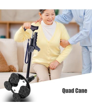 Anti-Slip Quad Cane for Seniors Adjustable Walking Stick Aluminum Crutches with Armrests for Adults with Heights 140-180cm Prosperous - Buy Online on GoSupps.com