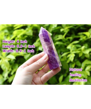 Large Amethyst Crystal Point Hexagonal Wand Tower - Reiki Balancing Meditation Accessories - Buy Online on GoSupps.com