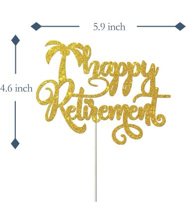 Tenhaisi Gold Glitter Happy Retirement Cake Topper with Tree Old AF Retirement Party Supplies - Buy Online on GoSupps.com