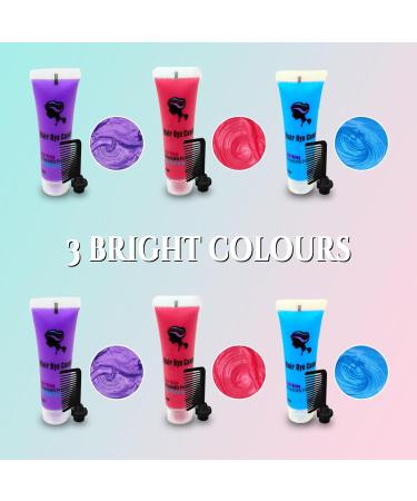 Byhoo Washable Temporary Hair Color for Dark Hair - Blue Red & Purple Cream Formula for Kids | Ideal for Birthday Parties Halloween & Cosplay - Buy Online on GoSupps.com