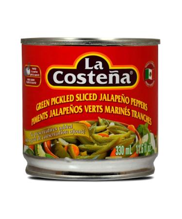 La Costena Green Pickled Sliced Jalapeno Peppers 11.6 Oz (Pack of 12)
