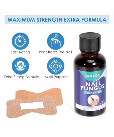 AUSLKA Toenail Fungus Treatment | Nail Renewal Solution for Discolored & Damaged Nails (32 Patches + 1 FL/OZ) - Fast & Easy Repair - Buy Online on GoSupps.com