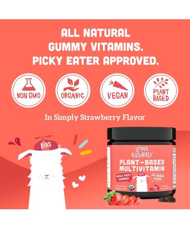 Organic Whole Fruit Vegan Kids Multivitamin Gummies - 60 Strawberry Bites - Buy Online on GoSupps.com
