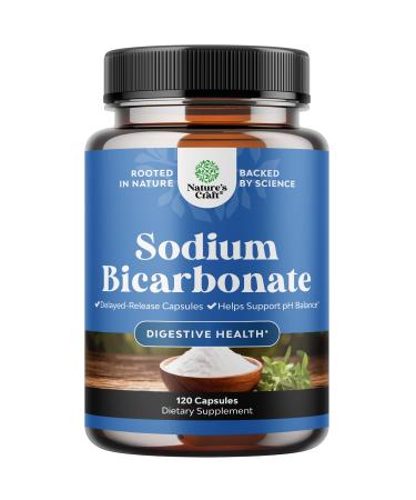 High Purity Sodium Bicarbonate Capsules for Digestive Health Support & pH Balance - 650mg - Delayed Release Gastric Support for Stomach Discomfort - Bicarbonato De Sodio - Easy to Swallow - 120 Ct 120 count (Pack of 1)