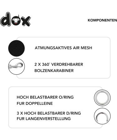 DDOXX Airmesh Dog Leash - 2m 3-Way Adjustable for All Dog Sizes - Black S - Durable & Comfortable Pet Leash - Buy Online on GoSupps.com