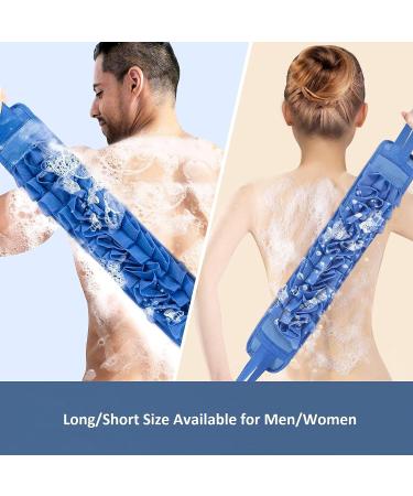 Soft Exfoliating Back and Body Scrubber Shower - Durable Bath Gloves with Loofah Surface - Easy Clean and Dry - Light Blue - Buy Online on GoSupps.com