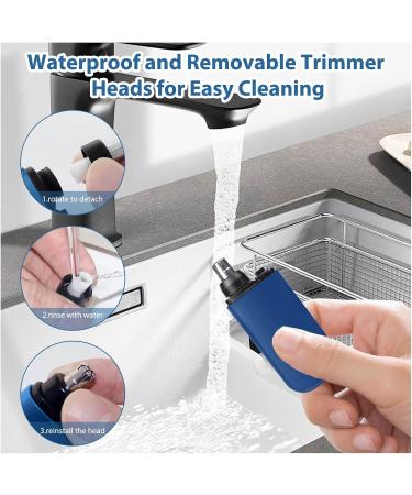 Painless Ear and Nose Hair Trimmer for Men | Waterproof Rechargeable Dual Edge Blades | Travel Size 2024 | Blue - Buy Online on GoSupps.com