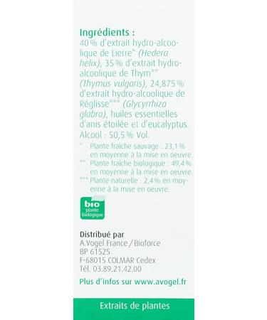 A.VOGEL - Bronchosan - Targeted actions for respiratory health antibacterial activity - Food supplement based on plant extracts: Ivy Thyme Licorice - Bottle 50 ml - Swiss Laboratory - Buy Online on GoSupps.com