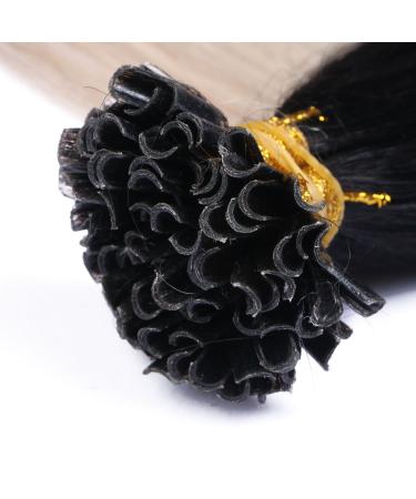 Premium Keratin Bonding U-Tip Extensions - #1B/Gray Ombre - 40cm 100 Strands 100% Remy Real Hair by Novon Hair Extensions - Buy Online on GoSupps.com
