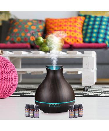 BZseed 550ml Essential Oil Diffuser Set - Aromatherapy & Cool Mist Humidifier with 4 Timer, 7 Color Lights, Wood Grain Design - Waterless Auto-Off for Home - Upgraded Black - Buy Online on GoSupps.com