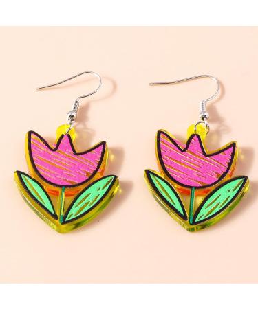 Feyley Acrylic Earrings - Elegant Drop Flower Charm Jewelry for Women - Fashion Statement in Blue - Buy Online on GoSupps.com