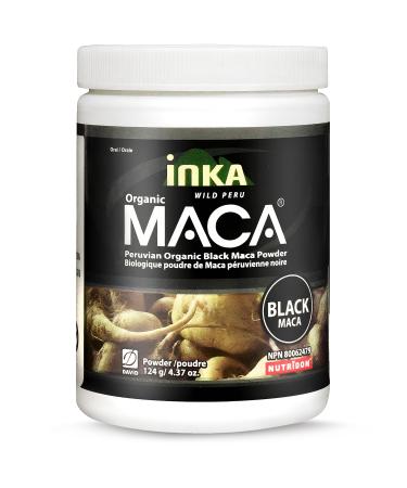 InkaMaca Organic Black Maca Powder for Men - 100% Pure Peruvian Black Maca Root Supplement to Support Male Energy - Easy to Mix with Coffee or Water No Additives Fillers Preservatives Non-GMO (124g)
