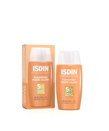 ISDIN Fotoprotector Fusion Water MAGIC GLOW SPF 30 Facial Sunscreen with Ultra-Light Texture and Watery External Phase with Glow Effect 50 ml