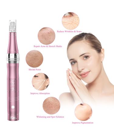 PELCAS Electric Cordless Microneedling Pen | 24 Replacement Cartridges | Adjustable 0.25mm Microneedle Dermapen for Home Use - Buy Online on GoSupps.com