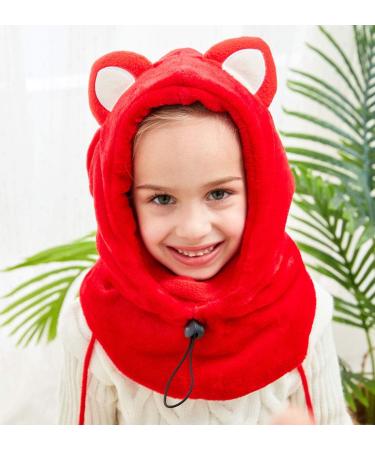 Happy Cherry Kids Ski Balaclava & Scarf - Thermal Winter Hat for Boys & Girls (Ages 2-12) in Red | Neck Protection Cartoon Hood for Outdoor Cycling - Buy Online on GoSupps.com
