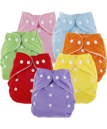7Pcs Baby Cloth Nappies Reusable Pocket Nappy Washable and Reusable Cloth Nappies Comfortable for Babies Multi-Color Comfortable Cloth Diapers for Baby Infants Boys Girls