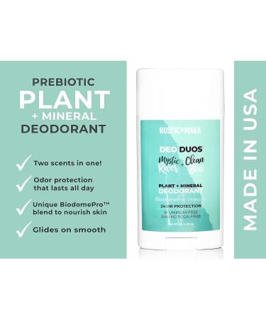 Rustic MAKA Natural Deodorant Duo - Mystic River & Clean Bliss | Aluminum-Free, Paraben-Free, Prebiotic | Vegan & Cruelty-Free - Buy Online on GoSupps.com
