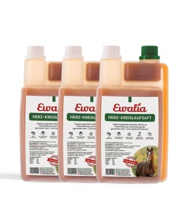 Ewalia Cardiovascular Juice - Optimal Dietary Supplement for Horses, Promotes Heart Health, Natural Circulatory System Support, 100% Herbal Formula, 3x1L