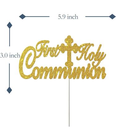 Tenhaisi Gold Glitter First Holy Communion Cake Topper Baptism/Christening/Confirmation/Baby Shower/Birthday/Communion Party Decoration - Buy Online on GoSupps.com