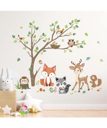 Woodland Animals Tree Wall Stickers - Fox Deer Owl Decals for Nursery and Kids Bedroom - Buy Online on GoSupps.com