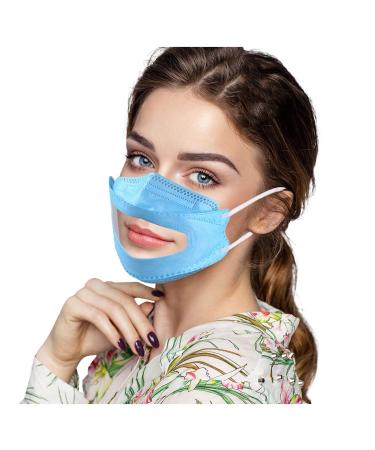 Adult Transparent Lips Solid Disposable Face_Masks 3Ply Earloop Disposable Dust Face Cover Outdoor Face Covering Blue As shown
