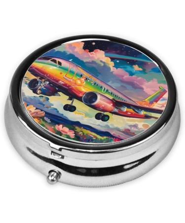 Cartoon Airliner Portable Metal Pill Box - Travel-Friendly Mini Organizer with 3 Compartments - Perfect for Small Pills - Buy Online on GoSupps.com