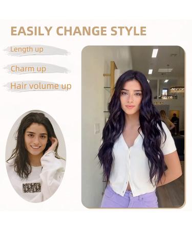 Flvaco 20 Inch Dark Brown Synthetic Clip In Hair Extensions - 6PCS Long Wavy Hairpieces for Women | Thick Double Weft Full Head Extensions (230G) - Buy Online on GoSupps.com