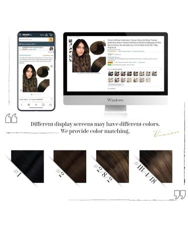 Vivien Tress Real Hair Extensions - Brown Balayage Dark Brown with Ash Blonde - 35cm 80g #1B/4/18 for Stunning Hair Transformation - Buy Online on GoSupps.com