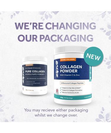 Zipvit Collagen Peptides Powder with Vitamin C & Zinc. Supports Hair Skin & Nails. Bovine Collagen with High Levels of 18 Essential Amino Acids. UK Supplier Collagen Powder - 400g - Buy Online on GoSupps.com