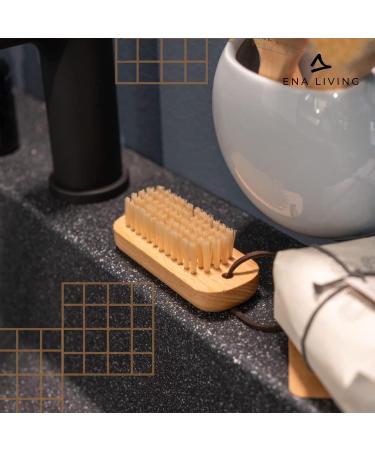 ENA Living Nail Brush (9.5x3.3 cm) | Wooden Eco Nail Brush | Sustainable Wooden Nail Brush Made From Beechwood | Long Lasting and Sturdy Natural Nail Brush Cleaner - Buy Online on GoSupps.com