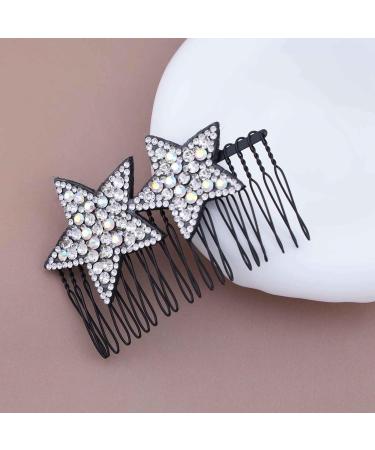 Dervivea Rhinestone Star Hair Comb Sparkly Crystal Star Side Combs HairPin Silver Star Cz Hair Comb Clip Holder Hair Updo Styling Tool Invisible Hairstyle Decorative Hair Accessories for Women - Buy Online on GoSupps.com