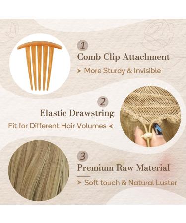 BARSDAR HAARDUTT Extension - Ash Blonde Highlights Synthetic Hair Chignon with Clip for Women - 20cm Urban Style - Buy Online on GoSupps.com