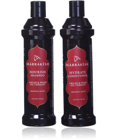 Marrakesh Original Shampoo + Conditioner Combo Set with Hemp and Argan Oils 12 Ounce Each Suitable for Both Men and Women