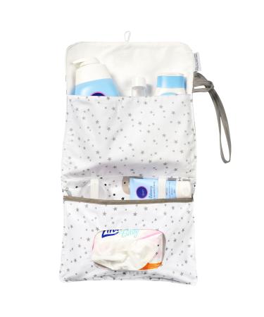 FlyIdeas Nappy Pouch - Baby Changing Dry Wet Bag for Diapers Nappies & Wipes | Easy Carry with One-hand or Hang On-the-Go Pouch for Buggy/Pram Cute Bears
