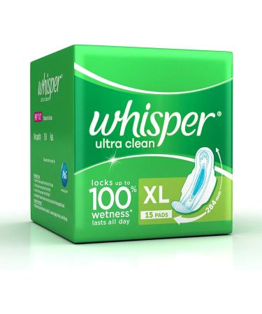 Whisper Ultra Clean XL Wings Sanitary Pad - Pack of 15 - Buy Online on GoSupps.com