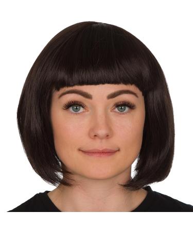 Short Bob Wigs for Women - 12 Inch Short Hair Wigs for Women - Ladies Wigs with Fringe Fancy Dress Wigs - Fancy Dress Accessories for Cosplay Costumes for Women or Womens Halloween Costume Accessories Brown