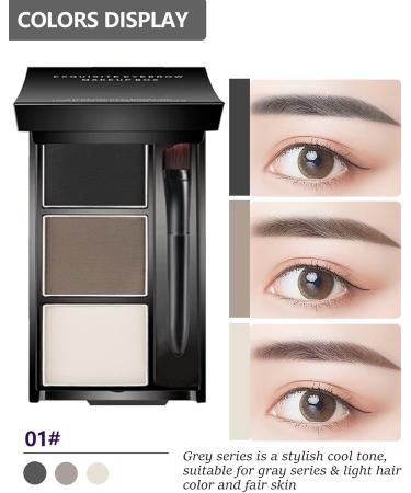 Eyebrow Powder Makeup Kit-3 Colors Eye Brow Tinted Powder Palette Long-Lasting Waterproof Black Brown Series Brow Powder Fill & Sculpt Full Eyebrows for Women With Mirror 2 Brow Tool -Set 01 - Buy Online on GoSupps.com