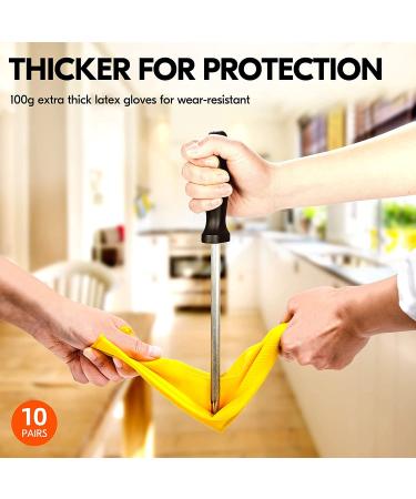 Vgo 10-Pairs Reusable Household Rubber Gloves, Medium Size M Yellow - Extra Thickness for Dishwashing, Cleaning, Gardening, Painting, Pet Care - Buy Online on GoSupps.com