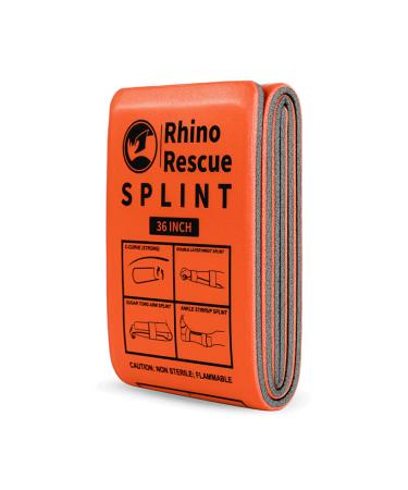 RHINO RESCUE First Aid Splint 36" X 4.3" Orange-Gray, Keep Bones in Position (Folded) 1 Folded