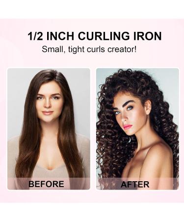 Professional 1/2 Inch Curling Iron - Tiny Curling Wand for Short & Long Hair | Small Ceramic Barrel 2 Temp Settings Includes Heat Protective Glove & Clips - Buy Online on GoSupps.com