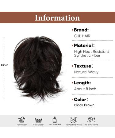 Short Ponytail Hair Extension Claw Clip | Bendable Metals | Messy Bun | Black/Brown 8 inch - Buy Online on GoSupps.com
