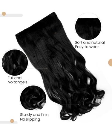 S-noilite Fashion One Piece Clip in Hair Extensions 24 Inch - Dark Black Curly Wavy Hairpiece - Buy Online on GoSupps.com