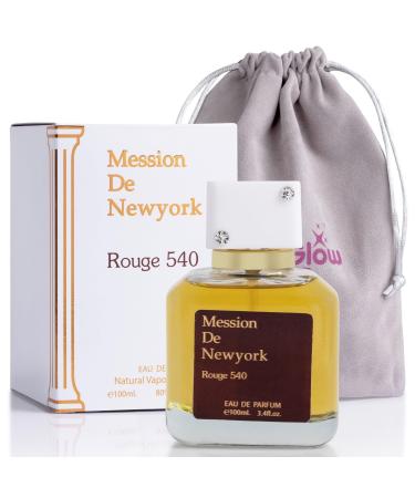 Mession de New York Rouge 540 Eau De Parfum for Men and Women - Saffron & jasmine as top notes - Base of Cedar & Fir Resin - Fragrance Choice for Daily Wear - Elegant 100ml Bottle with Suede Pouch