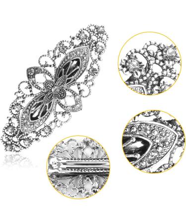 GLADFRESIT Hair Clips Vintage Silver Barrette Crystal Large Accessory Decorations Bridal Rhinestone Pearl Hairclip Pin for Women Girls Ladies Wedding Party Gift - Buy Online on GoSupps.com